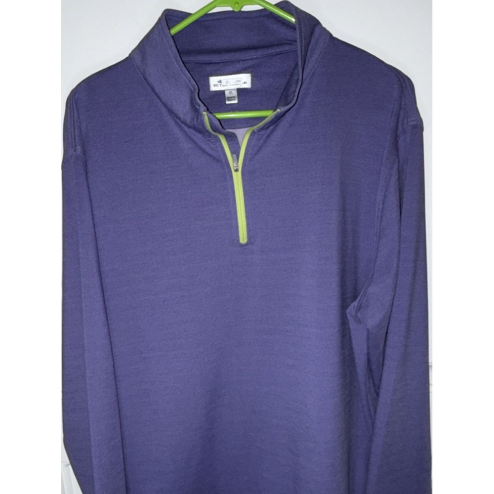 Peter Millar Men's XL Purple 1/4 Zip Long Sleeve Golf Polo Shirt Mock Neck